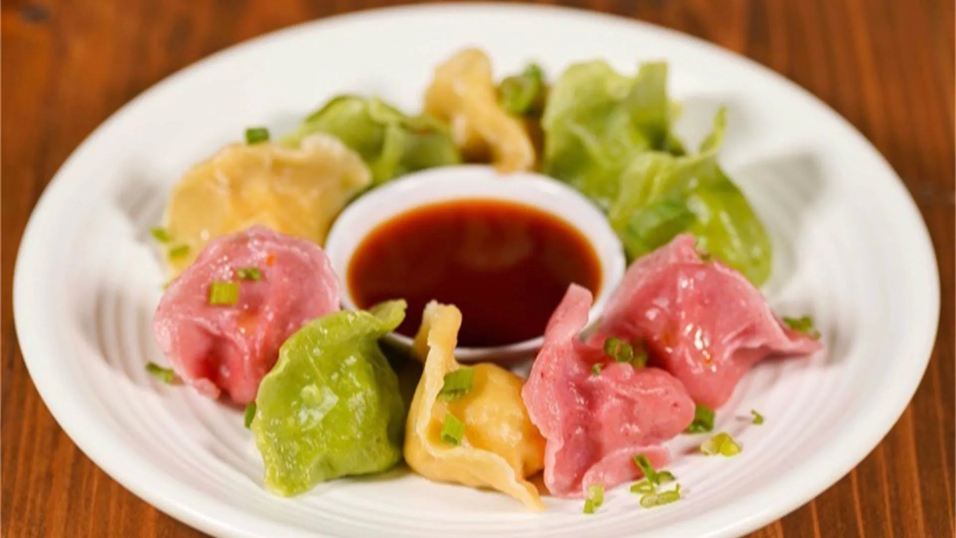 Rainbow Vegetarian Dumplings at One more bite dumpling house, a Dumpling Restaurant in Wildomar